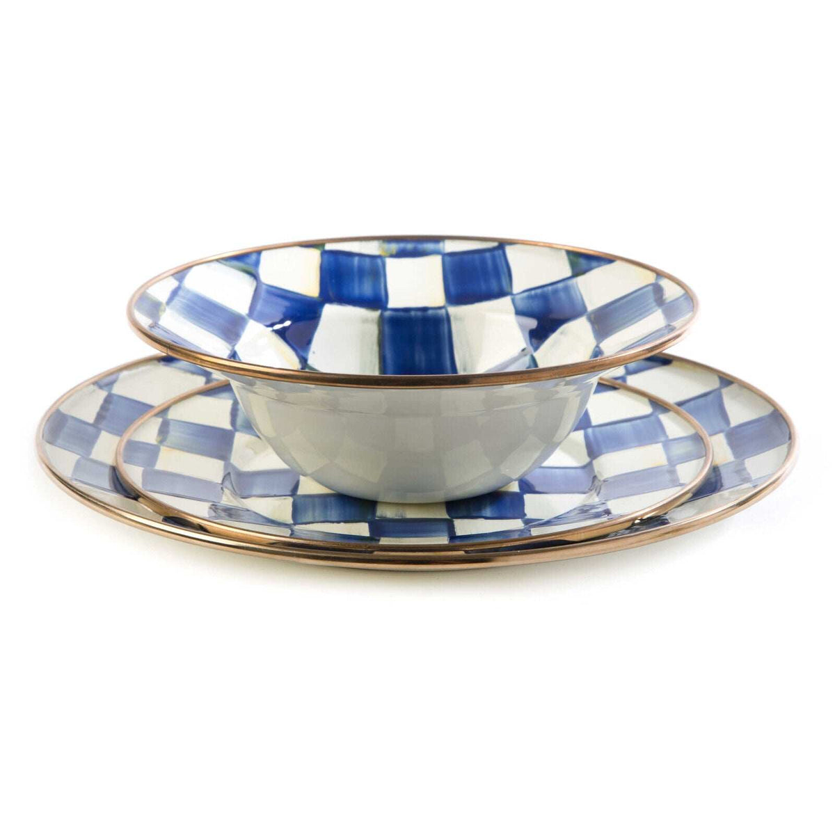 Royal Check Enamel BREAKFAST BOWL Blue - 19.05cm