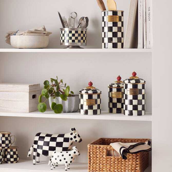 Courtly Check Enamel Canisters