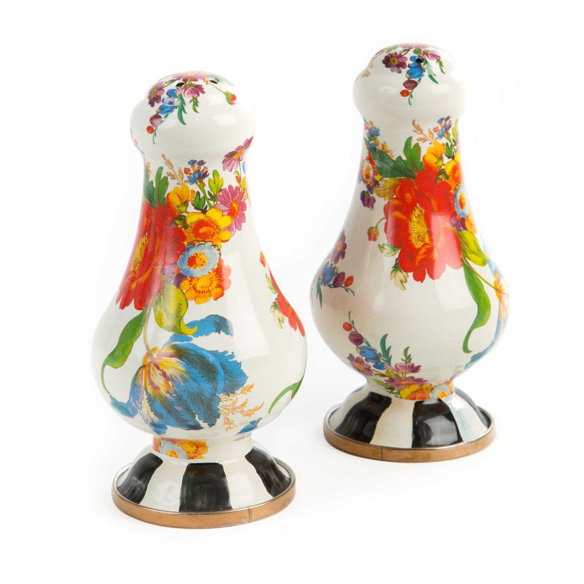 Flower Market Large Salt & Pepper Shakers - White