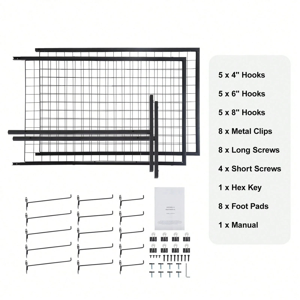 2 Pack Grid Wall Display Panels with T-Base