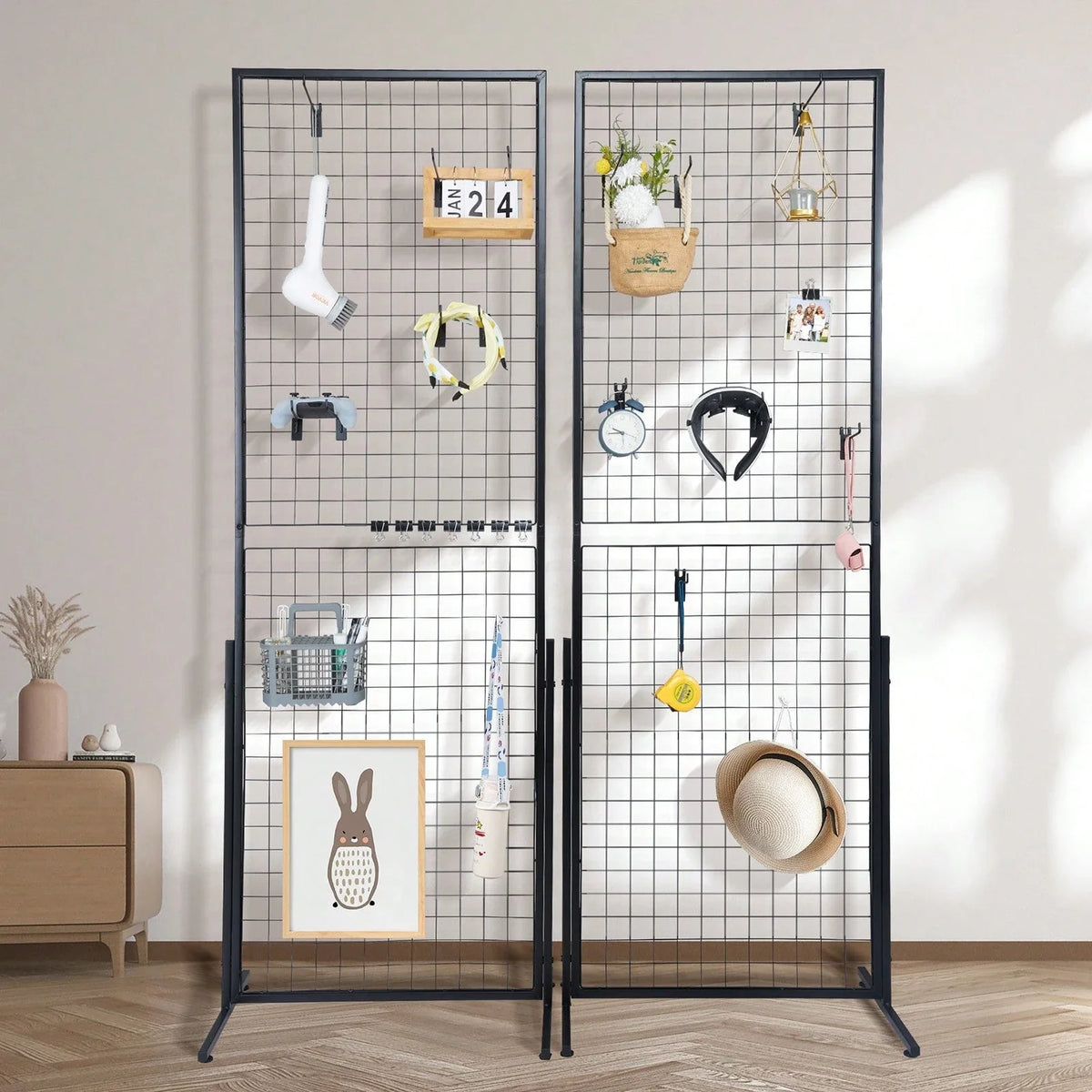 2 Pack Grid Wall Display Panels with T-Base