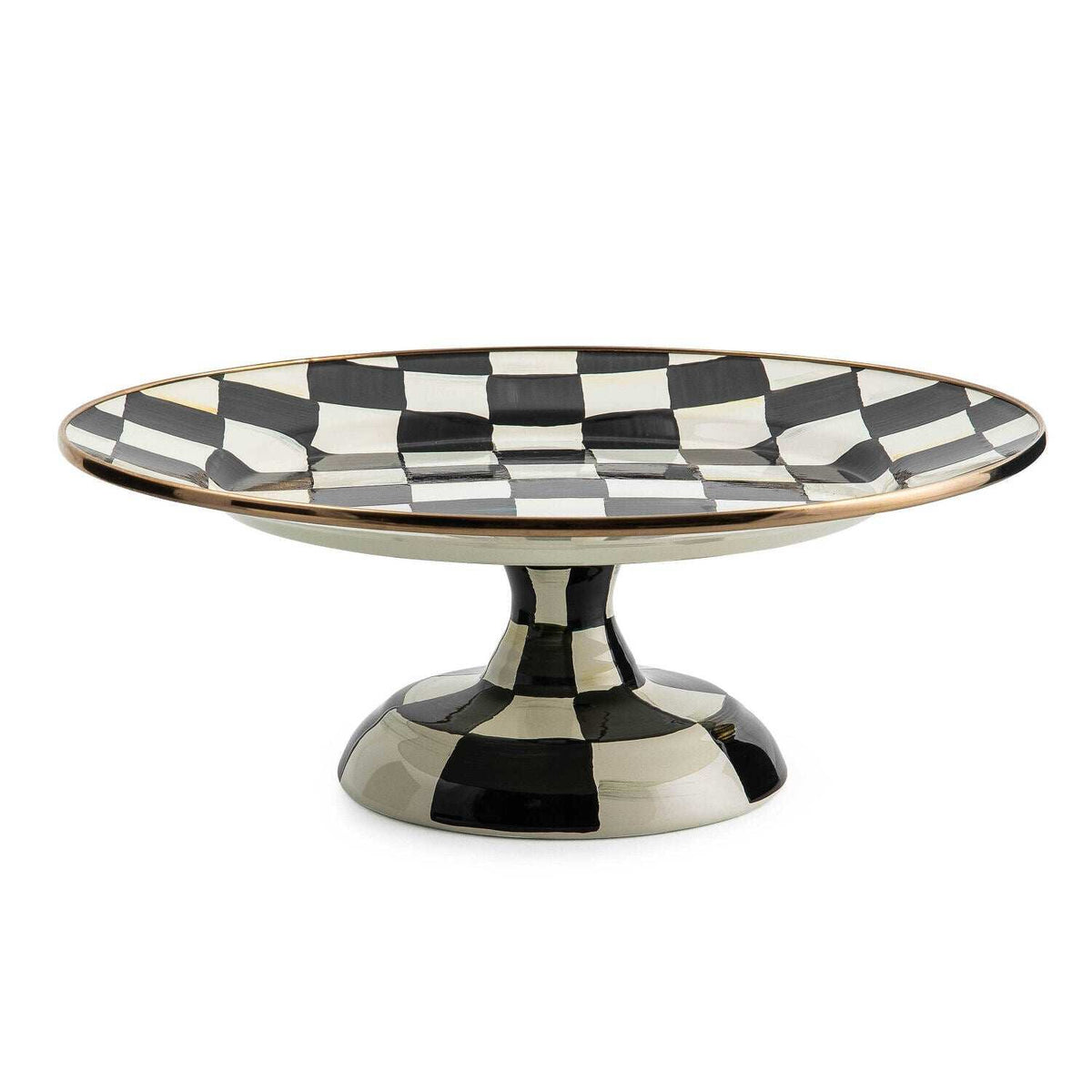 Courtly Check Enamel Pedestal Platter - Small