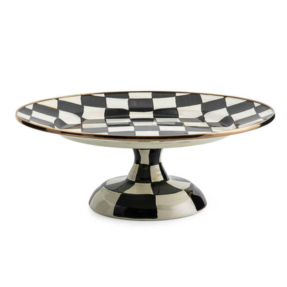 Courtly Check Enamel Pedestal Platter - Small