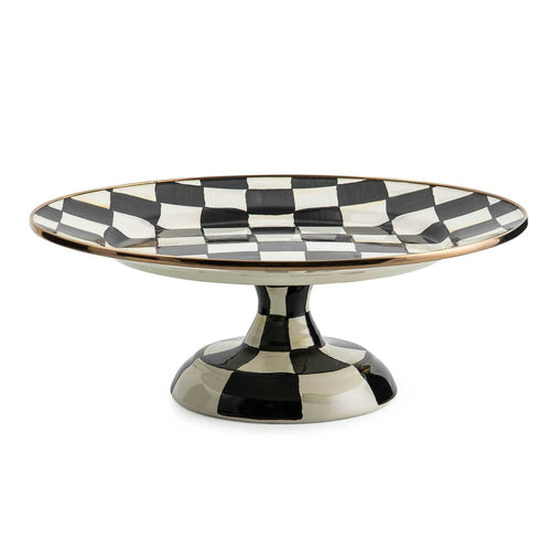 Courtly Check Enamel Pedestal Platter - Small
