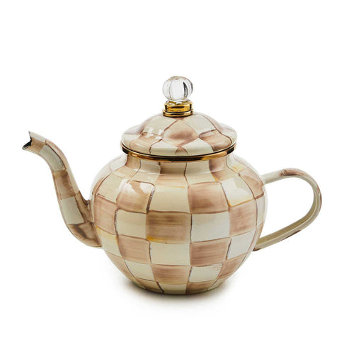 MacKenzie-Childs Mocha Check 4 Cup Teapot