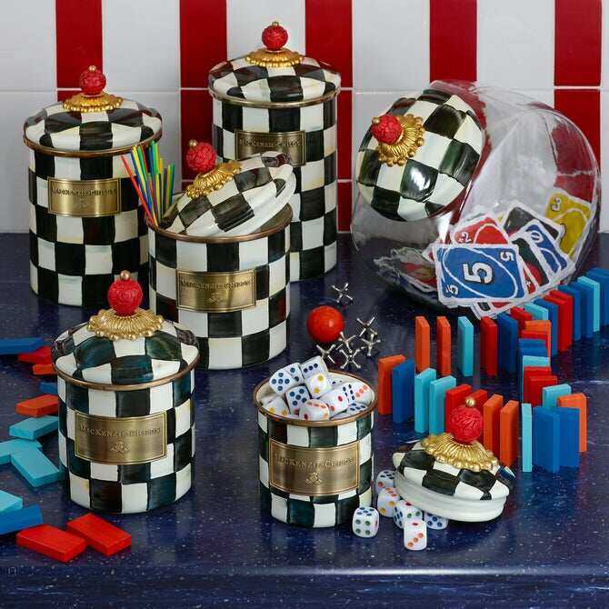 Courtly Check Enamel Canisters