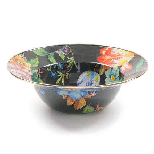 Luxury Flower Market Black SERVING BOWL - 30.48cm