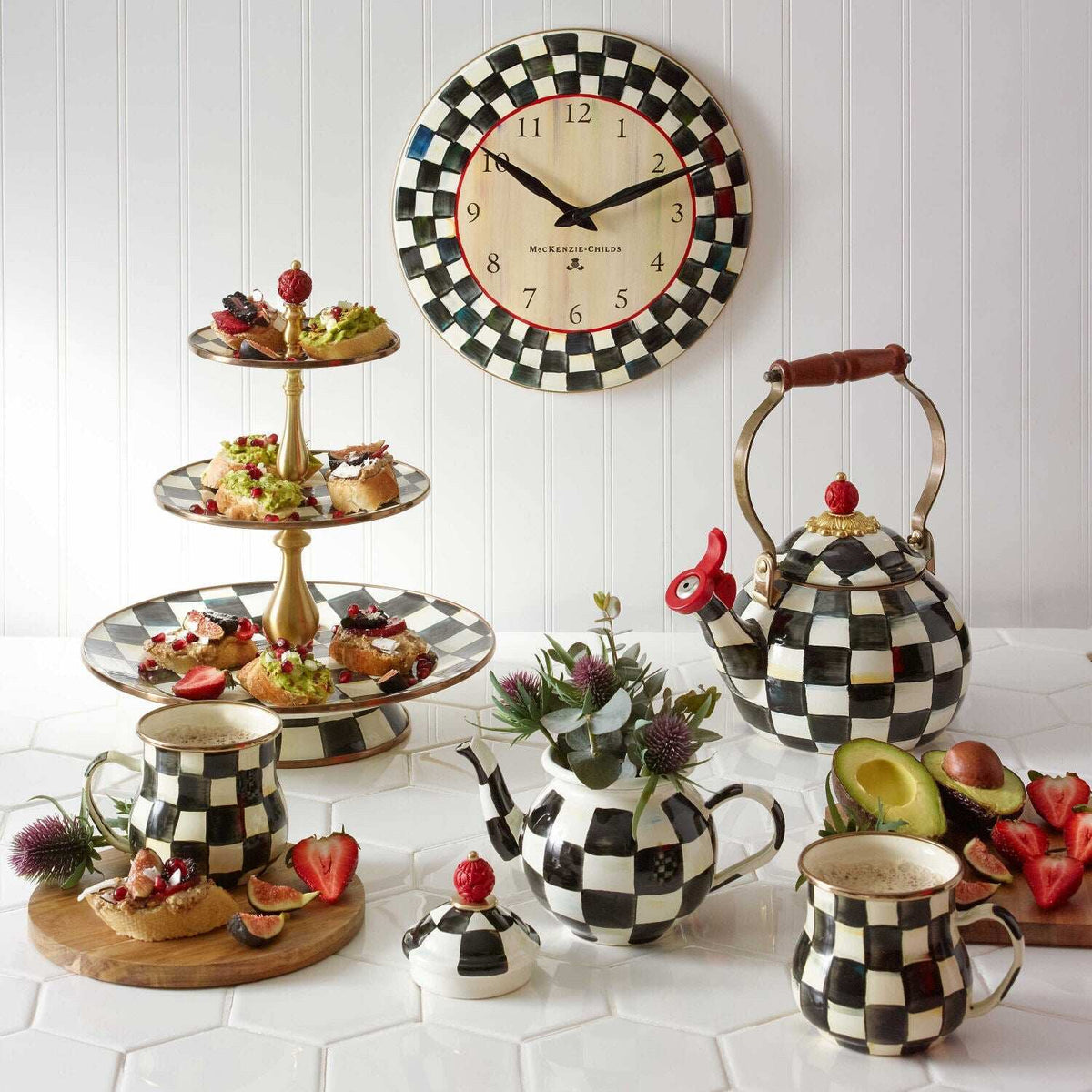 Courtly Check Enamel Three Tier Sweet Stand