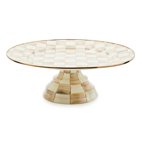 Mocha Check Large Pedestal Platter