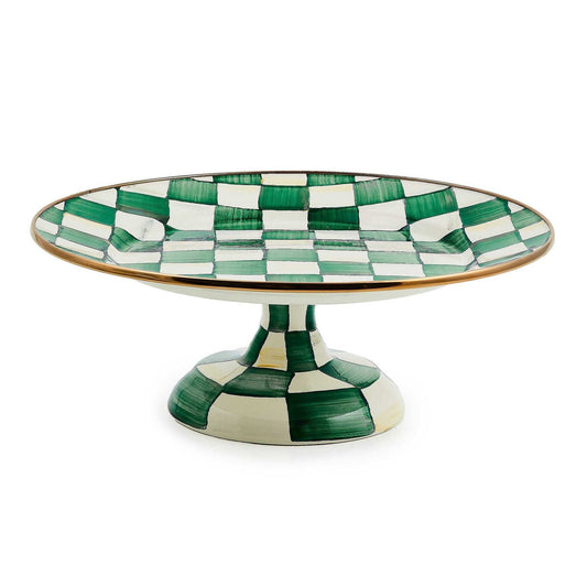 Emerald Check Small Pedestal Platter