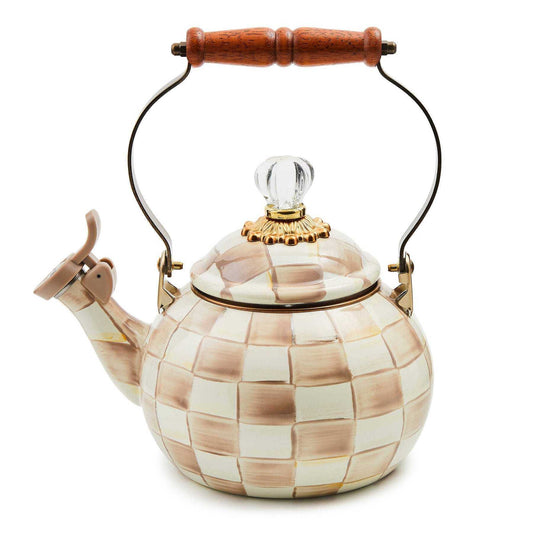 Mocha Check Whistling Tea Kettle by MacKenzie-Childs