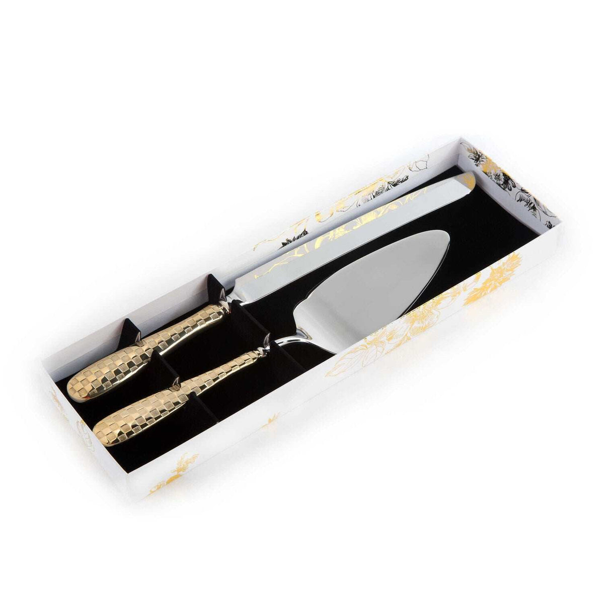 MacKenzie-Childs Gold Check Cake Serving Set