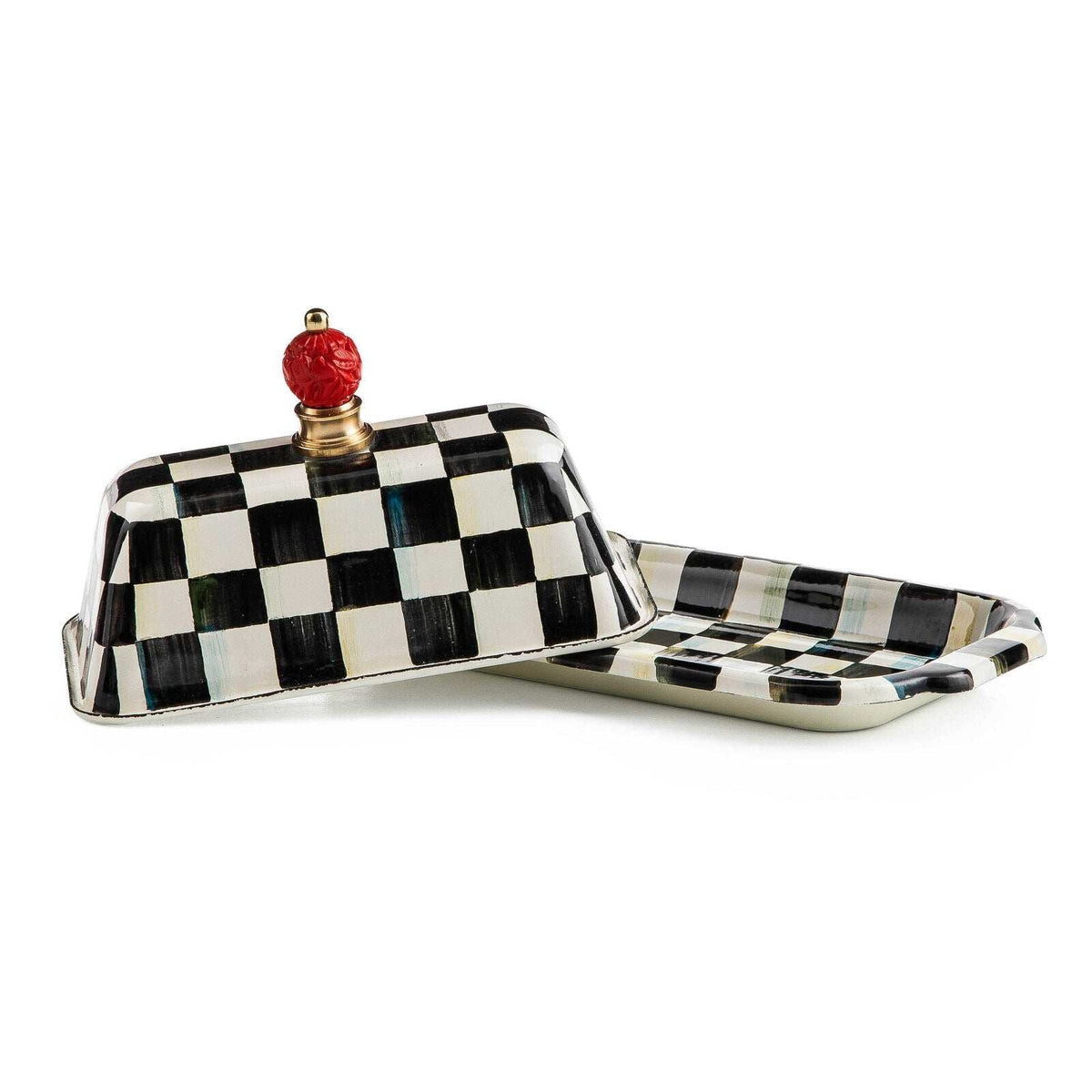Courtly Check Enamel Butter Box by Mackenzie-Childs