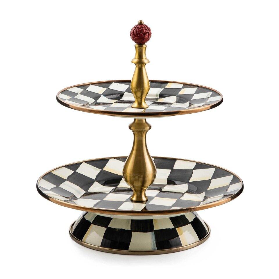 Courtly Check Enamel Two Tier Sweet Stand
