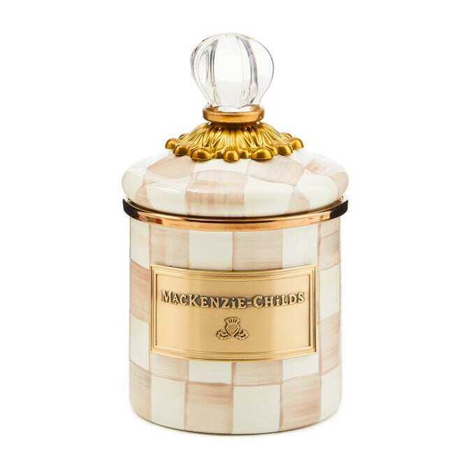 Mocha Check Enamel Canisters
