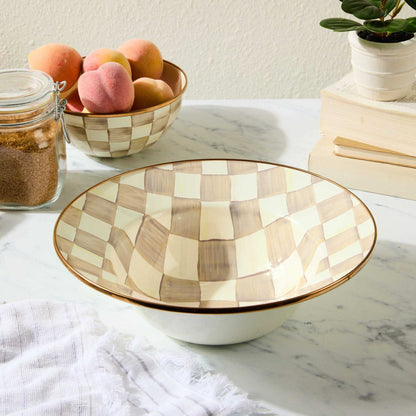 Mocha Check Serving Bowl by MacKenzie-Childs