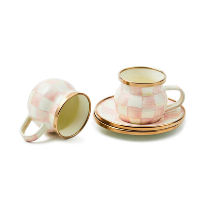 Rosy Check Espresso Cup & Saucer Set