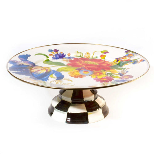 Flower Market Pedestal Platter Large - White