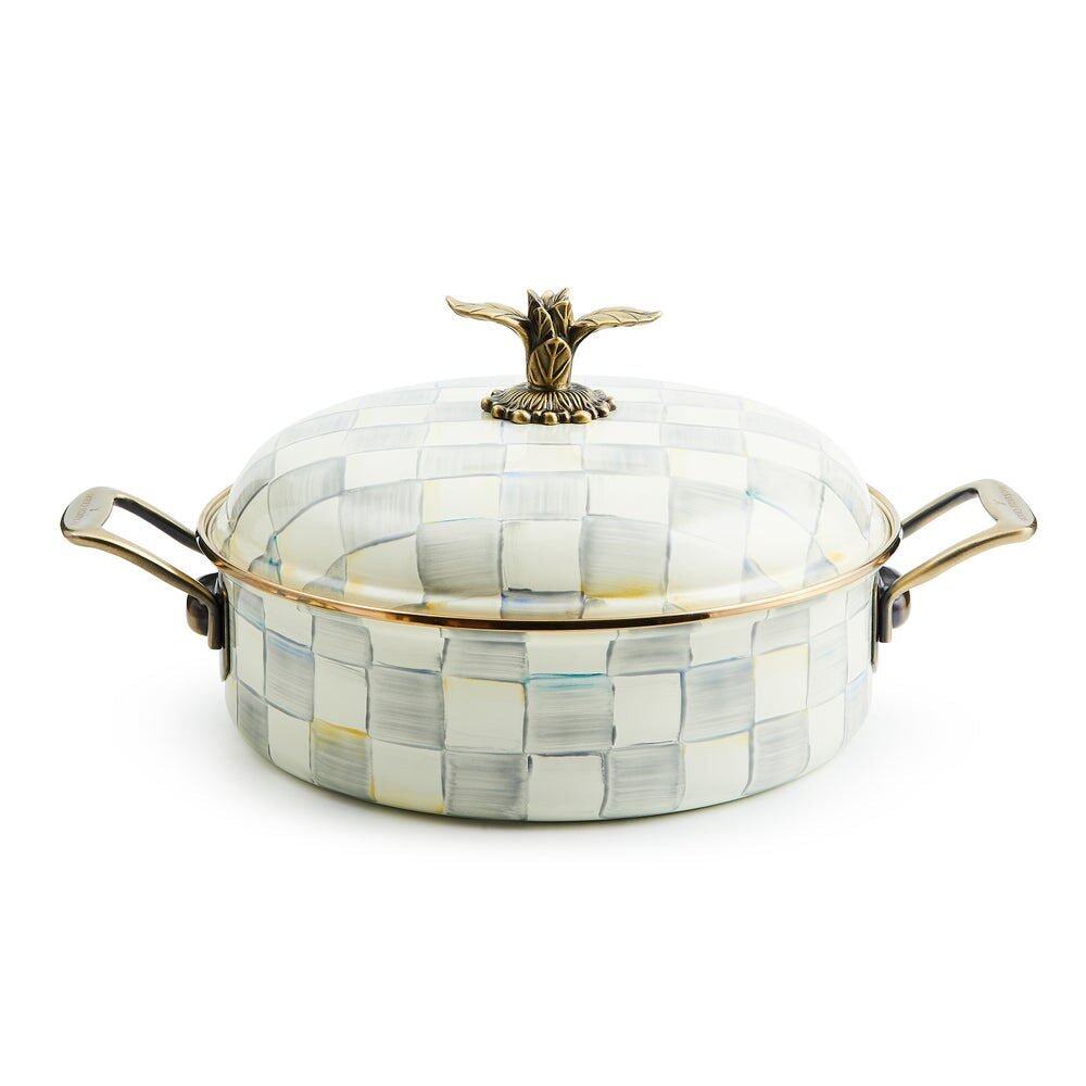 Mackenzie-Childs Sterling Check Enamel 5 Qt. Casserole