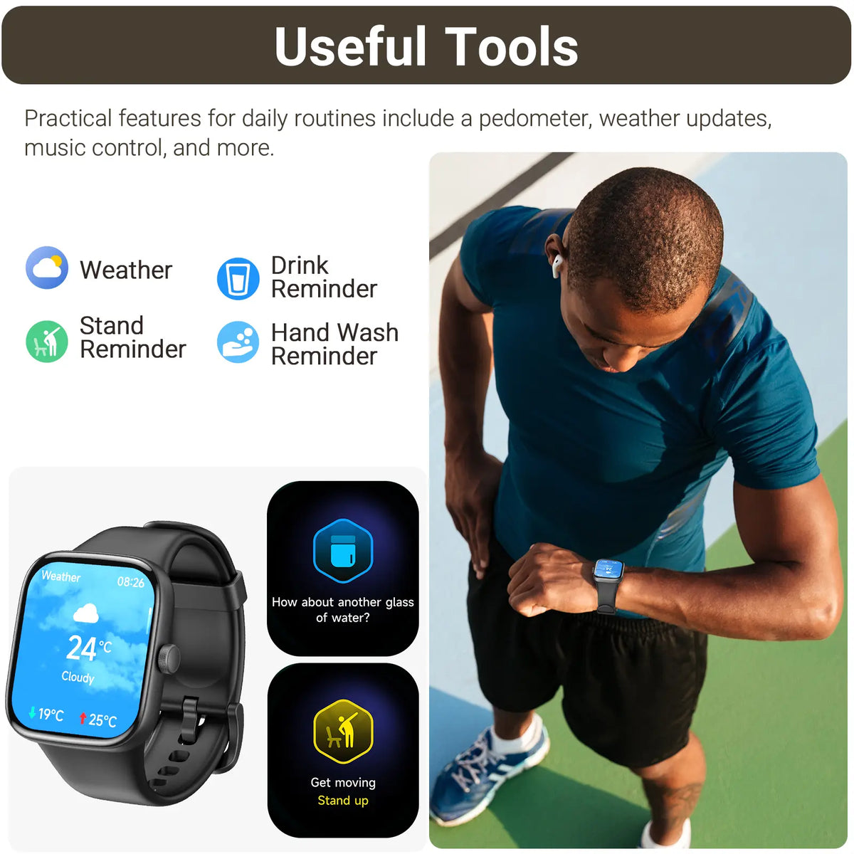 TOZO S7 Smartwatch – Bluetooth Call, AMOLED HD Display, 100+ Sports Modes & Health Tracking