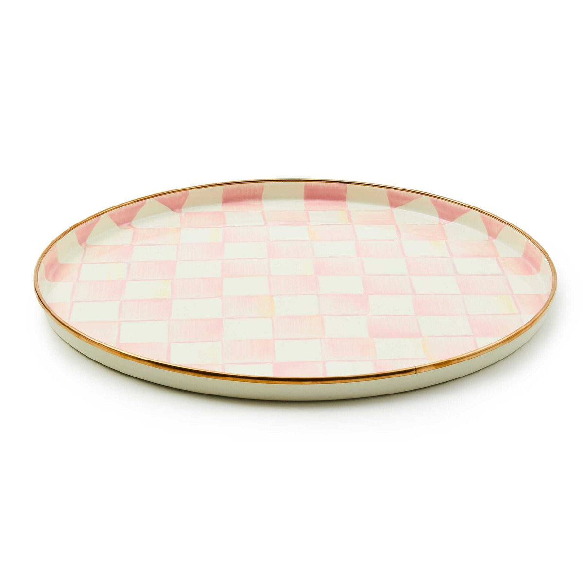 Rosy Check Round Tray by MacKenzie-Childs