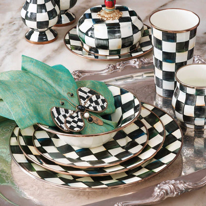 Luxury Dining - Courtly Check Enamel Dinner Plate by Mackenzie Childs