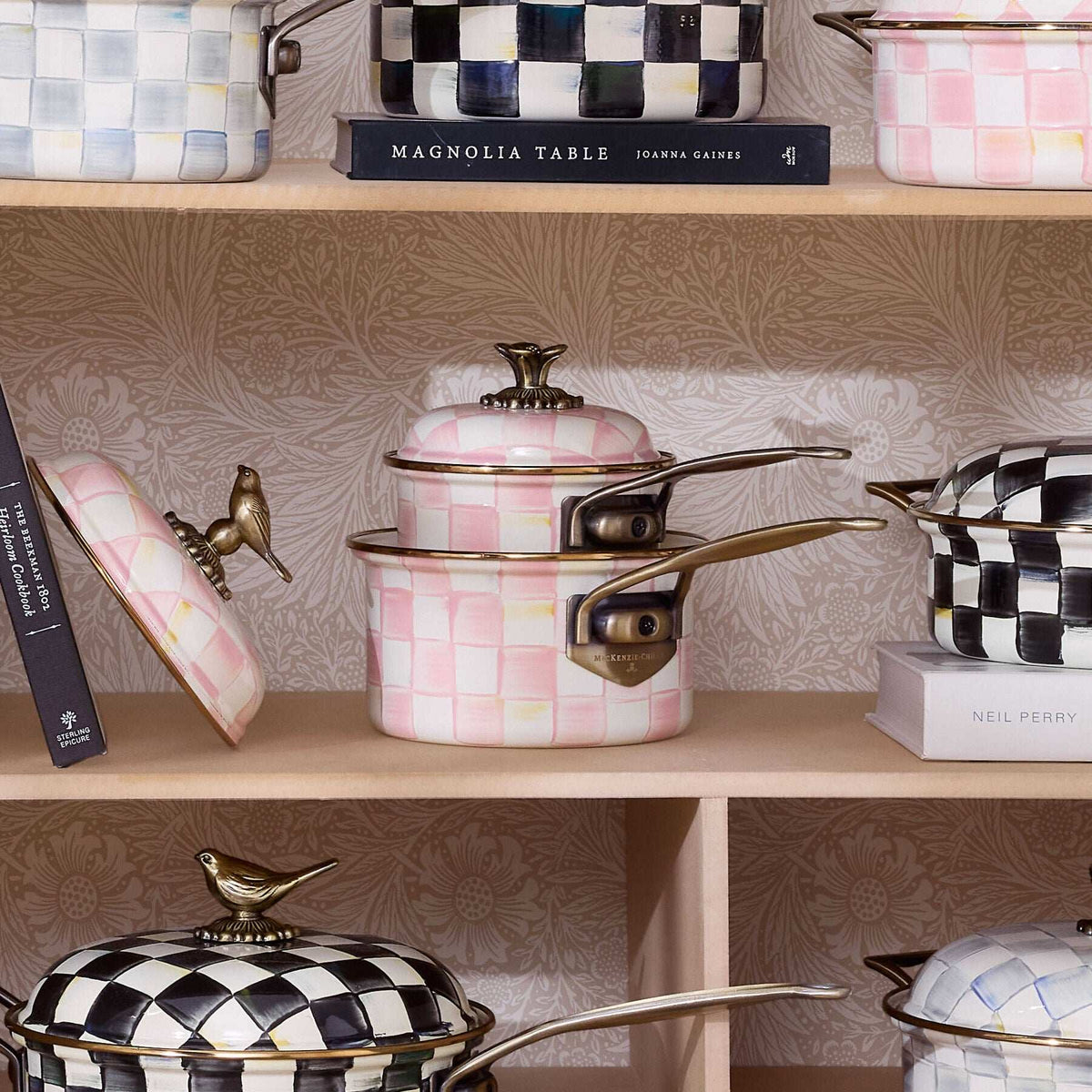 Mackenzie-Childs Rosy Check Stockpot