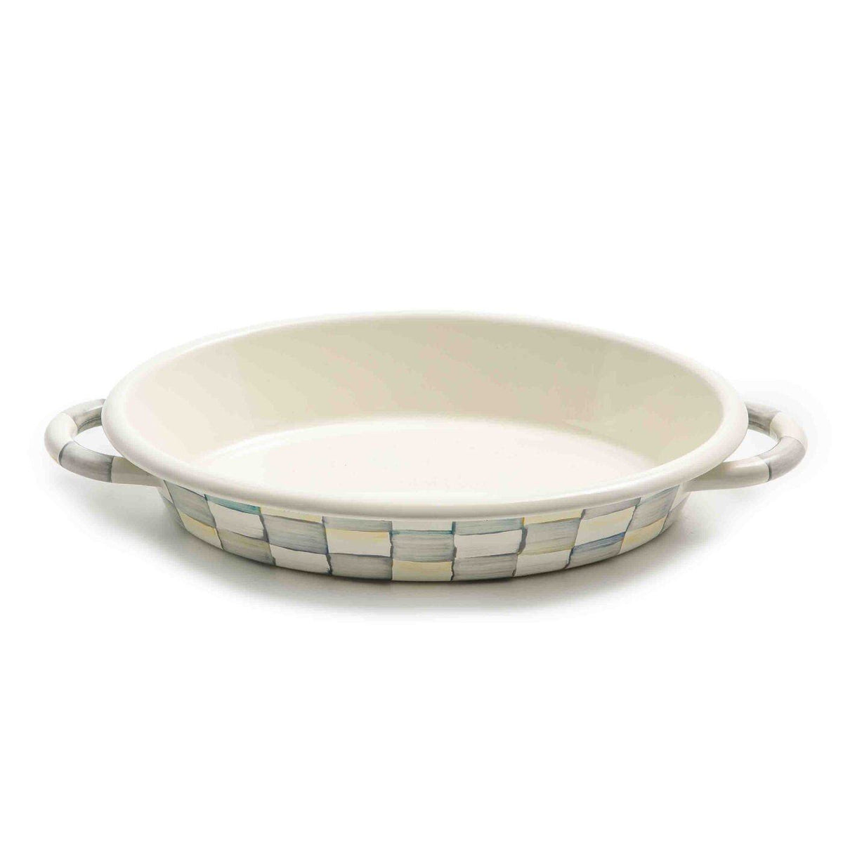 Mackenzie-Childs Sterling Check Medium Oval Gratin Dish