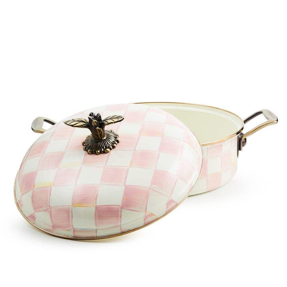 Mackenzie-Childs Rosy Check Enamel 5 Qt. Casserole