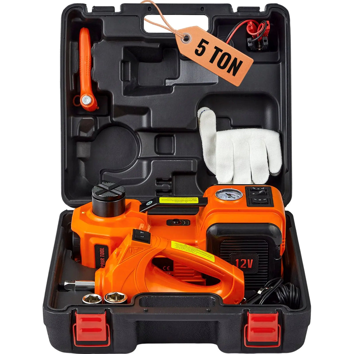 5 Ton Electric Car Jack Kit with Impact Wrench & Air Pump