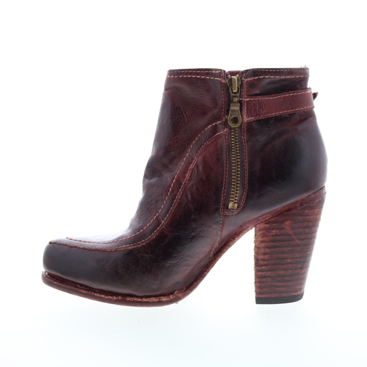 Bed Stu Isla F323000 Womens Burgundy Leather Zipper Ankle & Booties Boots