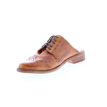 Bed Stu Mickie F373172 Womens Brown Leather Lace Up Mule Flats Shoes